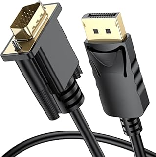 DisplayPort to VGA Adapter 1.8M DisplayPort Cable, Dual Mode 1080P Full-HD Display Port to VGA Cable, LinKAVEniR Gold-Plated DP to VGA Adapter(Male to Male) for Lenovo/Dell/HP/ASUS and Other Brand