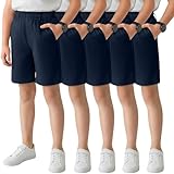 Mumucove 5 Pack Boys' School Uniform Shorts Kids Elastic Waist Flat Front Khaki Shorts with Pockets Summer Casual Pull on(9-10 Years,Navy Blue, Navy Blue, Navy Blue, Navy Blue, Navy Blue)