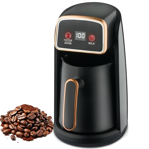 Cafetera Eléctrica 600W Máquina de Café Turco con Capacidad de 300ml y Botón de Un Solo Toque Revestimiento Antiadherente Portátil Antiderrame Protección contra Funcionamiento en Seco Cafetera