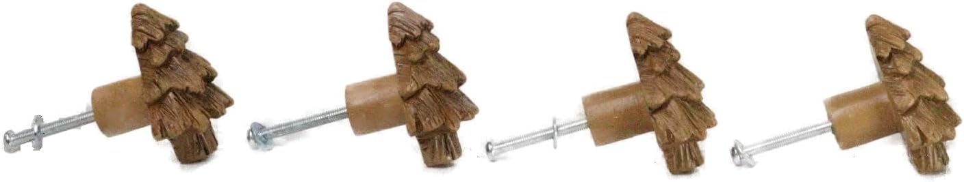 Ebros Gift Set of 4 Rustic Western Wildlife Nature Forest Whimsical Faux Wood Grain Sculpted Resin Drawer Cabinet Door Furniture Pull Knobs (Black Bear)