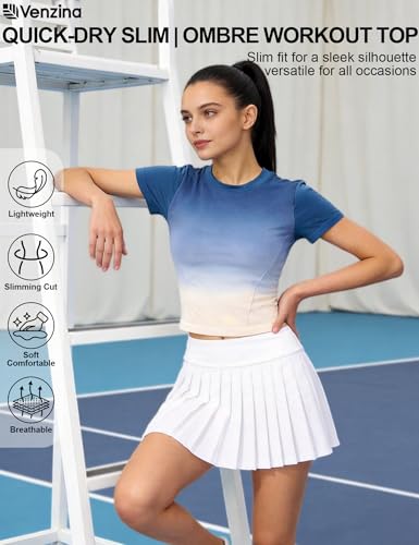 Image of Venzina Women's Gradient Workout T-Shirt with Thumbholes | Quick Dry Full Sleeve Yoga Top I Slim Fit Knit Gym Shirt for Running, Yoga & Casual Commute