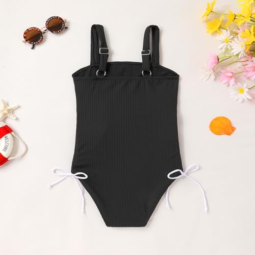 Image of Girls Swimsuit One Piece Bathing Suit Adjustable Straps Solid Color Cut Out Butterfly Girls' Swimwear for 7-14Y