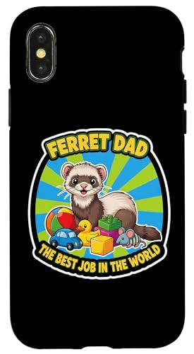 Funny Ferret Dad Best Job In The World ���̓� �e �X�}�z�P�[�X iPhone X/XS �p