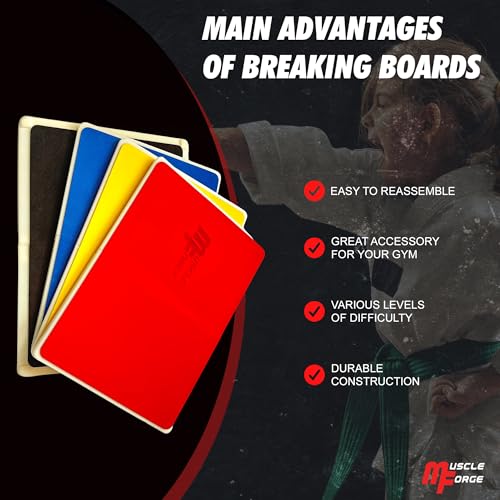 MuscleForge® Brechbrett für Kampfsport, Bruchtestbretter Taekwondo Karate MMA, Schlagbrett, Schaumstoff bedeckt Boxbrett für Erwachsene & Kinder, Taekwondo Breaking Boards