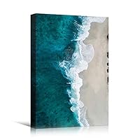 Canvas Wall Art Coastal Aerial View Beach Beach Blue Coastal Cool Photography Relax/Calm - 12x18 inches