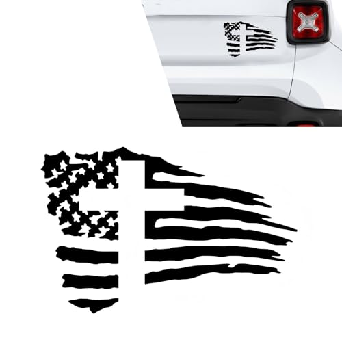 Qurbuns American Flag Cross Sticker, 7.87" x 5.12" Waterproof Vinyl