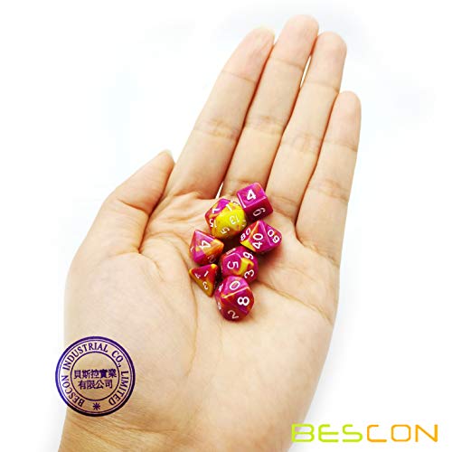 Bescon Mini Two Tone Polyhedral RPG Dice Set Candy Fable, 10MM Small Dice Set D4-D20