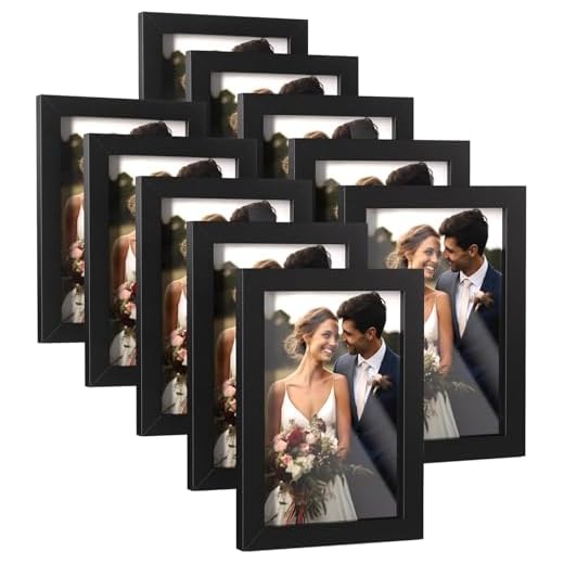 HappyHapi 4x6 Inch Picture Frames,Set of 10 Wooden Picture Frames, Tabletop or Wall Display Decoration for Photos, Paintings, Landscapes, Posters, Artwork (Black)