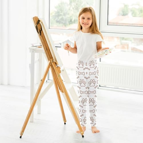 ALAZA Girls' Leggings Children's Yoga Pants Skinny Printed Dance Dog Paw Bones Lines Comfortable 4T4