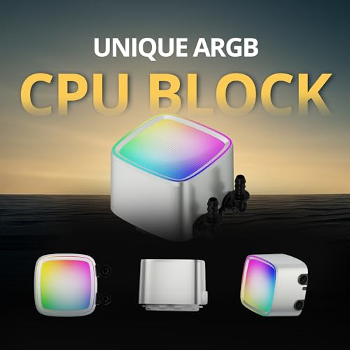Image of Geometric Future Eskimo Pro - 420mm AIO CPU Liquid Water Cooler- RGB PWM Squama 2503W 140mm Fan x 3- Fit Intel LGA 1700, AMDAM5 - White- (GEO-EP-42W)