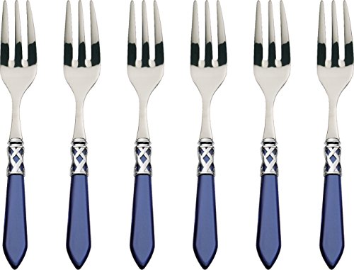 Anello con finitura cromata Bugatti ALC2M N4217 Aladdin - 6 Pezzi forchette Torta Posate, Acciaio Inox/plastica (ABS), Blu, 21 x 18 x 3 cm