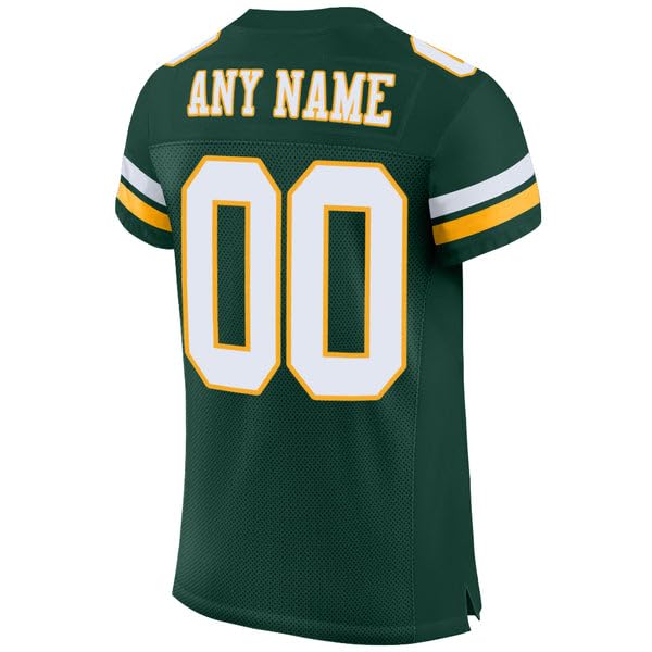 Customized Football Jersey, Custom Football Jersey, Green White-Gold Mesh Football Jersey, Custom Football, Youth Football Jersey, Personalized Jersey, Football Jerseys, Personalized Football Jersey