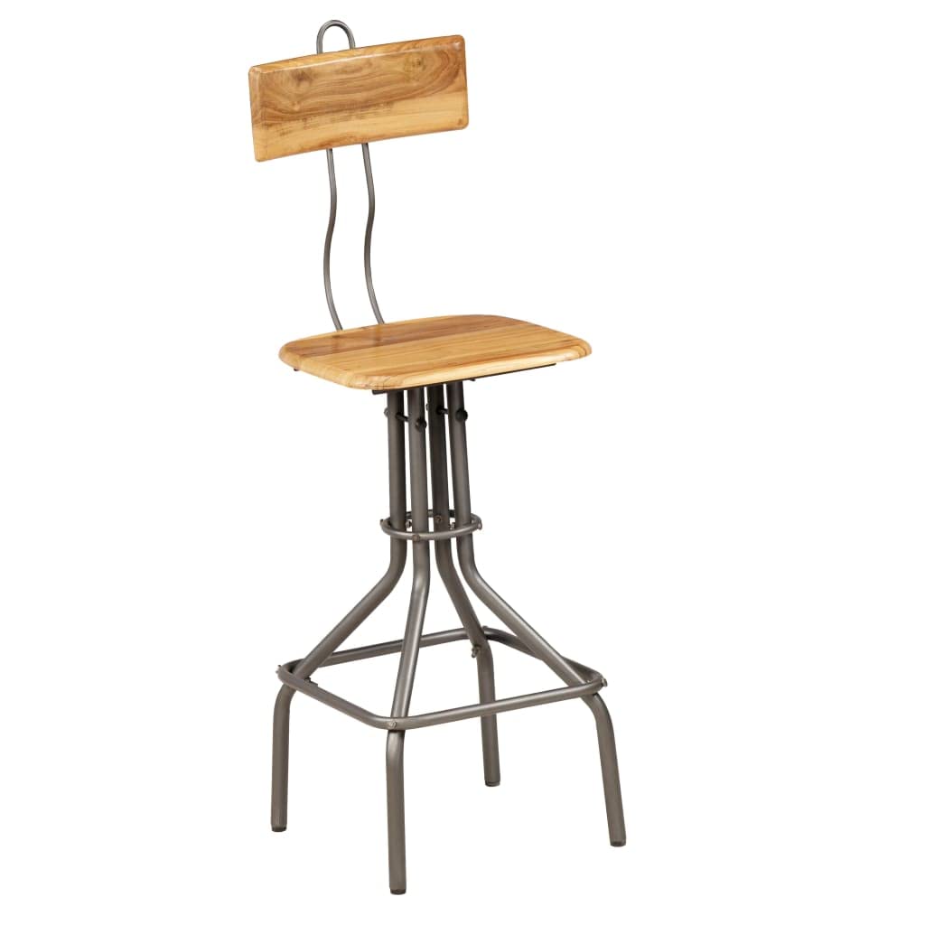 Tabourets de bar en teck recyclé et acier noir (lot de 2) 41x51x102 cm style scandinave