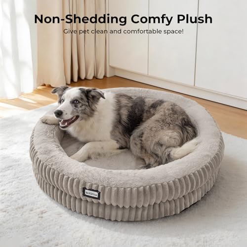 Image of BALANCE Donut Dog Bed, 36 Inches Round Dog Bed Large Size Dogs Washable, Orthopedic Calming Dogs Beds for Kitten, Fluffy Plush Faux Fur Pet Bed with Anti-Slip Bottom