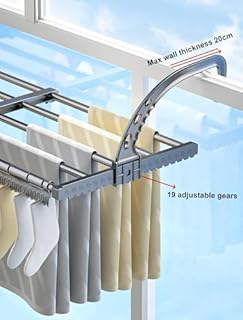 ANEWSIR Etendoir Linge Interieur/Exterieur, Séchoir à Linge Balcon/Radiateur/Mural, Télescopique Sèche Linge Suspendu (Longueur: 38-55 cm)