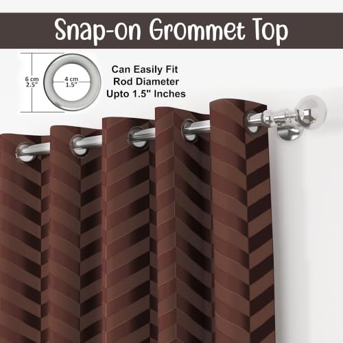 Image of 100% Noise Reducing Curtains 5 Feet Window, Brown | Embossed Panels Mild Thermal Insulated Light Block Room Darkening Curtains (Brown, 60 Inch)