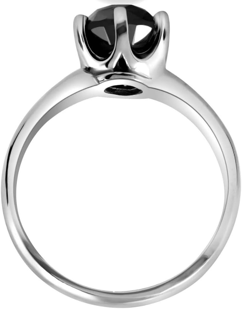 Pompeii 2 ct Treated Black Diamond Solitaire Engagement Ring 14K White Gold