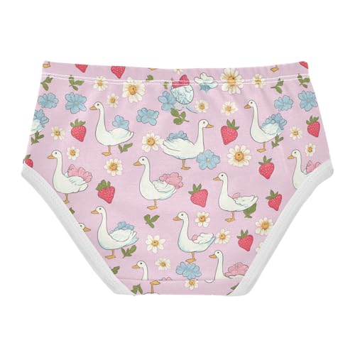Wusikd Cute Geese Girls' Underwear Cotton Pink Strawberry Girls Briefs Soft Toddler Underwear 2T2