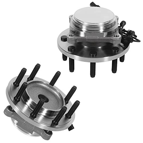 Image of Detroit Axle - RWD Front Wheel Bearing Hubs Brake Kit for Dodge Ram 2500 | 3500, Drilled & Slotted Brake Rotors Ceramic Brake Pads Wheel Bearing Hubs Assembly Replacement