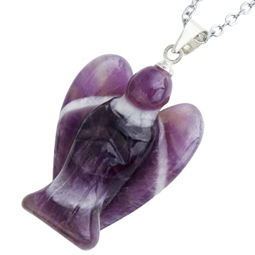 TUMBEELLUWA Guardian Angel Handmade Carved Healing Stone Crystal Pendant with Free Metal Alloy Chain3