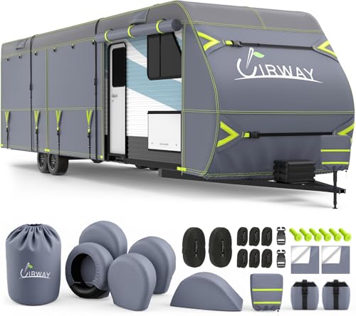 UIRWAY 600D RV Cover Travel Trailer 30-33ft, Waterproof Upgraded Oxford