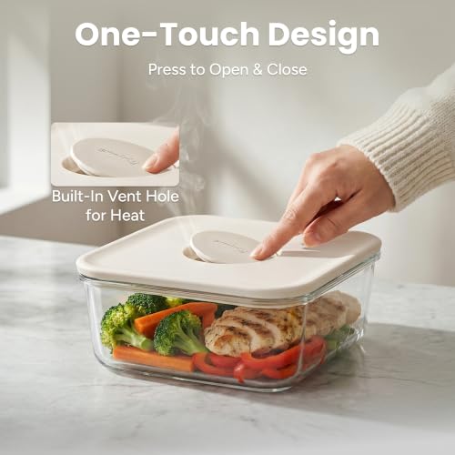 SMIRLY Glass Food Storage Containers with Lids & Organizer, 5-Pack (Cream) by SMIRLY - Used condition - Image 4