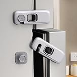 Child Proof Refrigerator Lock 2 Pack, Adhesive Fridge Lock for Kids, Baby Safety Locks for Fridge, Oven, Cupboard & RV Appliances (Grey)