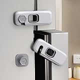 Child Proof Refrigerator Lock 2 Pack, Adhesive Fridge Lock for Kids, Baby Safety Locks for Fridge, Oven, Cupboard & RV Appliances (Grey)