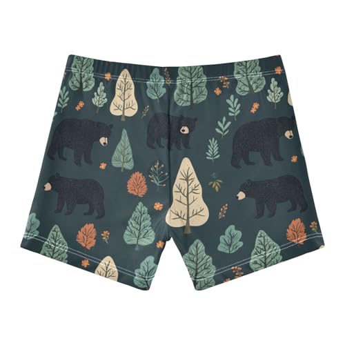 Forest Black Bear Cute Colored Cats Boys Swim Trunks Swimsuits for Toddler Boy Swim Shorts Trunks 3-10T2
