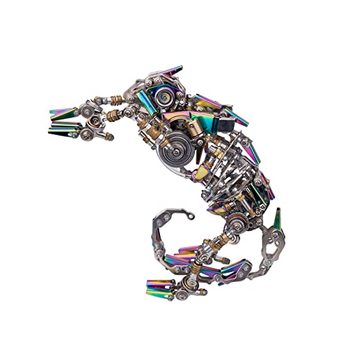 Puzzle in metallo 3D modello camaleonte, modello lucertola meccanica,puzzle in metallo steampunk per adulti