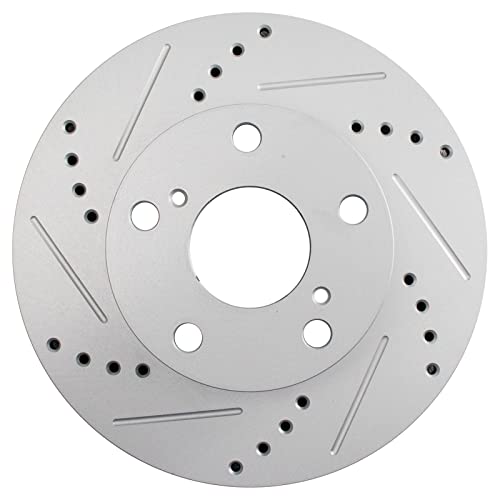 Image of TRQ Performance Front Brake Pad and Rotor Set Ceramic Slotted Drilled