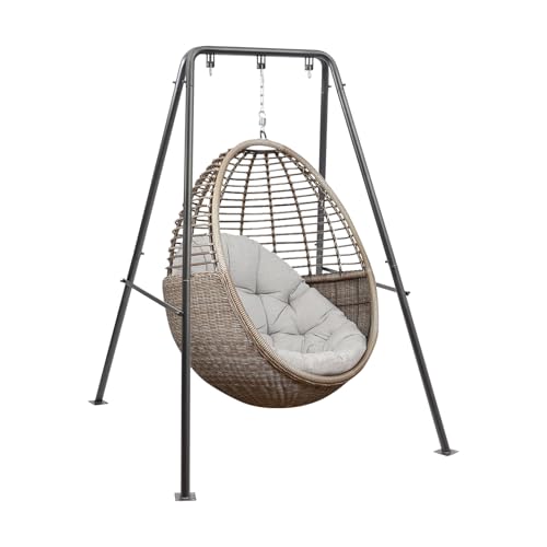 BRRIDE Estructura de hamaca, estructura para sillón colgante en forma de A, soporte de metal, el columpio triangular para interior/exterior, balcón, terraza (negro)