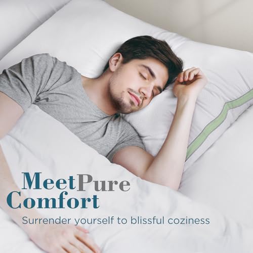 Image of viewstar King Size Pillows Set of 2, Firm Support Bedding, Green | Down Alternative, Gusseted, Hotel Quality, Fluffy Plump Filling, Oeko-Tex Certified, Machine Washable, for Side Sleepers
