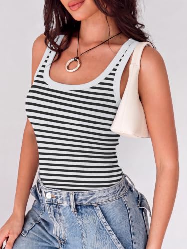 Image of ANRABESS Womens Square Neck Ribbed Tank Tops 2026 Summer Sleeveless Shirts
