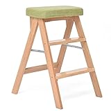 HGATW Step Stool- Step Stool Classic Solid Wood-Seat Kitchen Counter Stool with Foot Plate