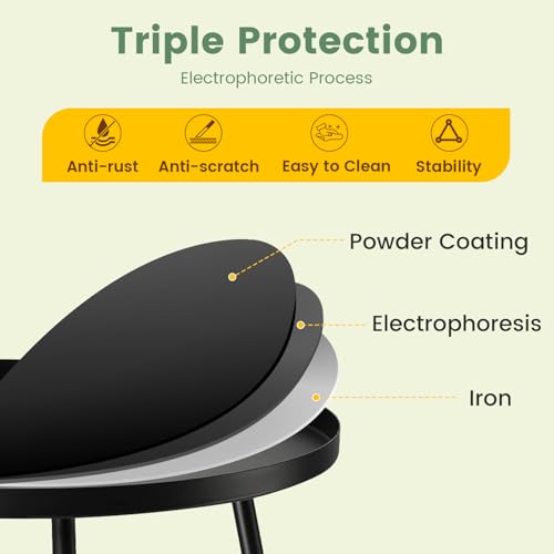 danpinera Outdoor Side Tables, Weather Resistant Steel, Small Round End Table for Patio Yard Balcony Garden Bedside Black by danpinera - Image 2