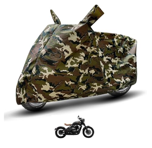 Image of Auto Hub Waterproof Bike Cover Compatible with Jawa Perak Dustproof, UV Protection Two Wheeler Bike Jawa Perak Cover - Army Print