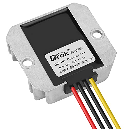 Image of DROK Boost Buck Converter 9V-36V to 12V 5A 60W Aluminium Shell Waterproof Auto Step Up Down Voltage Regulator 12V Volt Transformer for Car Audio Solar Power System LCD Television LED Display Screen