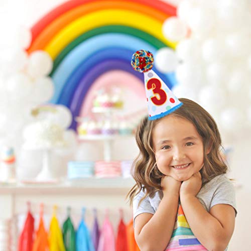 Baby Birthday Party Hat - Primary Colors Mini Handmade Girls/Boys Confetti Cone Colored Fur Balls4