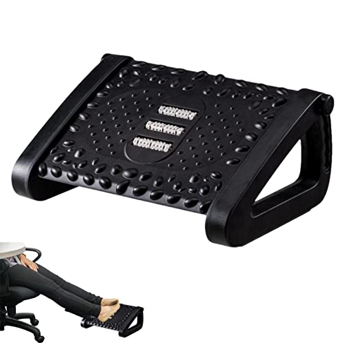 デスク下用フットレスト,アンダーテーブル調節可能な6つの高さのフットレスト - 人間工学に基づいたフットスツール、オフィス、自宅、飛行機、旅行、マッサージ付き