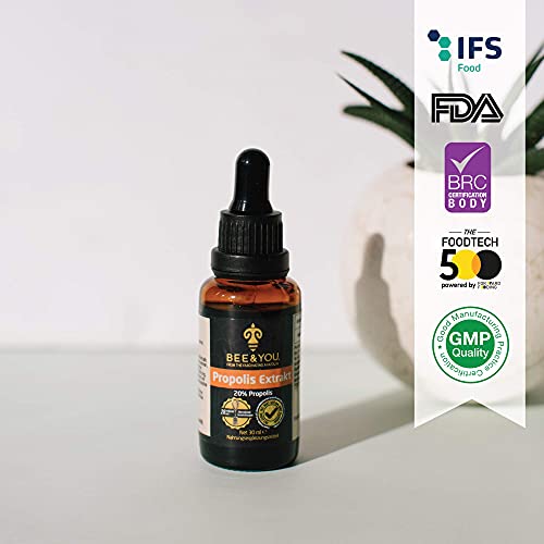 BEE&YOU Propolis Tinktur Tropfen 20% (30ml) standardisiert, Zusatzstoffe, Propolis Extrakt reich an nützliche Polyphenole und Flavonoide, in Müsli und Joghurt mischen – Bild 5