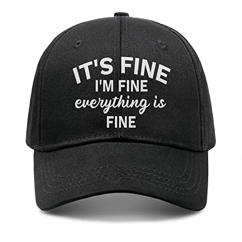 Lhscvjsekl Everything Is Fine Funny Saying Hat Embroidered Trucker Hats With Sayings Adjustable Baseball Cap For Men Women Black #TOP8
