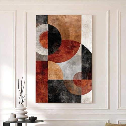 Image of Modern Abstract Stretched Canvas Painting For Living Room | Multicolor Boho Stretched Canvas Wall Art For Livingroom Home Decor, Bedroom, Hallway's, Office, Hotel - 56x86 cm