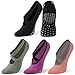 Gmark Every Day Exercise Women Yoga Socks, Athletic Invisible Slipper Socks With Grips For Hospital, Pilates, Pure Barre, Barefoot Workout Keep At Home(Heel Ballet Straps 3 Pairs Black&Grey&Purple M)