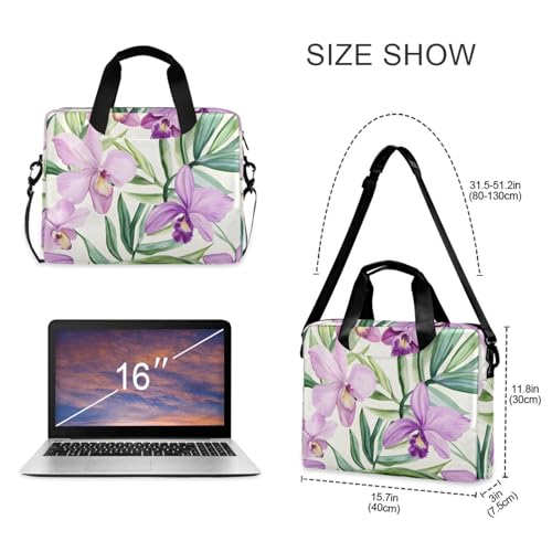 Maletín para portátil con patrón de orquídea Color Púrpura 13-15.6 pulg miniatura 5