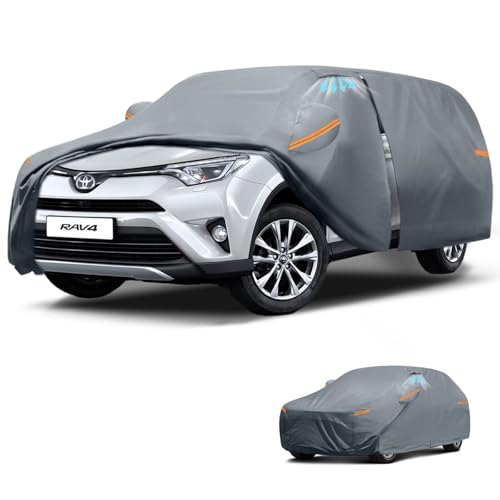 Waterproof Toyota RAV4(2015-2026) Car Cover with Breathable Vents [2026 Upgrade] Premium Covers with Cotton Liner and Zipper Door Sun Rain Snow Dust Uv Protection.(Gift with Towel)