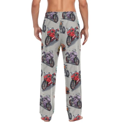 Red Blue Sportcar Pajama Pants Speed Racer Grunge Race Cars Men's Pajama Bottoms Lounge Sleepwear PJs Sleep Pants M2