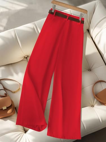 Image of KERI PERRY Trousers for Woman Pants Women's Formal Office Korean | Black Track Pant Beige| Straight | Cotton Spandex Stretchable Trouser | High-Waisted Bottom Wear