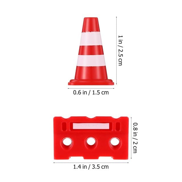 21pcs Mini Plastic Traffic Cones Miniature Roadblock Signs Playset Tiny Roadblock Cone Models Mini Stop Signs for Educational Learning Safety Signs and Signals