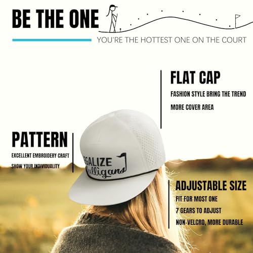 Clatnew Funny Golf Hats Funny Golf Gifts for Men,Golf Rope Hat for Men,Flat Bill Snapback Hat - White